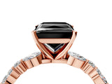 Rose gold Fancy Black Princess Cut Diamond Solitaire with Side Stones on a Pavé Band and Four-Prong Setting_4