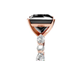 Rose gold Fancy Black Princess Cut Diamond Solitaire with Side Stones on a Pavé Band and Four-Prong Setting_5