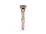 Rose gold Fancy Black Princess Cut Diamond Split Shank Engagement Ring with Pavé Band_2