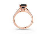 Rose gold Fancy Black Princess Cut Diamond Split Shank Engagement Ring with Pavé Band_3