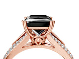 Rose gold Fancy Black Princess Cut Diamond Split Shank Engagement Ring with Pavé Band_4
