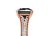 Rose gold Fancy Black Princess Cut Diamond Split Shank Engagement Ring with Pavé Band_5