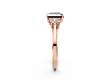 Rose gold Fancy Black Princess Cut Diamond Three-Stone Engagement Ring with Prong Setting and Pavé Band_2