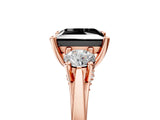 Rose gold Fancy Black Princess Cut Diamond Three-Stone Engagement Ring with Prong Setting and Pavé Band_5