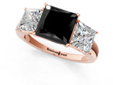 Rose gold Fancy Black Princess Cut Diamond Three-Stone Ring with Four-Prong Setting and Classic Band_1