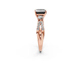 Rose gold Fancy Black Princess Cut Diamond Three-Stone Ring with Pavé Split Shank and Four-Prong Setting_2