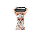 Rose gold Fancy Black Princess Cut Diamond Three-Stone Ring with Pavé Split Shank and Four-Prong Setting_5