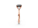 Rose gold Fancy Black Princess Cut Diamond Three-Stone Ring with Pear Side Stones and Four-Prong Setting_26