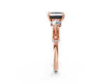 Rose gold Fancy Black Princess Cut Diamond Three-Stone Ring with Prong Setting and Pavé Band_2