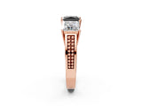 Rose gold Fancy Black Princess Cut Diamond Three-Stone Ring with Prong Setting and Textured Band_2
