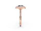 Rose gold Fancy Black Princess Cut Halo Bezel Diamond Pave Band Ring_2