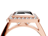 Rose gold Fancy Black Princess Cut Halo Bezel Diamond Pave Band Ring_4
