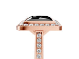 Rose gold Fancy Black Princess Cut Halo Bezel Diamond Pave Band Ring_5