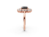 Rose gold Fancy Black Princess Cut Halo Cluster Diamond Ring with Pave Band and Four-Prong Setting_14