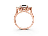 Rose gold Fancy Black Princess Cut Halo Diamond Cluster Ring with Marquise and Round Stones on a White Gold Band with Prong Setting_3