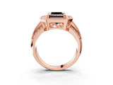 Rose gold Fancy Black Princess Cut Halo Diamond Engagement Ring with Pave Split Shank and Four-Prong Setting_3