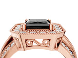 Rose gold Fancy Black Princess Cut Halo Diamond Engagement Ring with Pave Split Shank and Four-Prong Setting_4