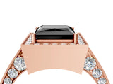 Rose gold Fancy Black Princess Cut Halo Diamond Engagement Ring with Split Shank Band and Four-Prong Setting_4