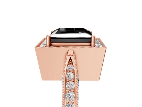 Rose gold Fancy Black Princess Cut Halo Diamond Engagement Ring with Split Shank Band and Four-Prong Setting_5