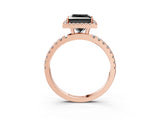 Rose gold Fancy Black Princess Cut Halo Diamond Pave Band with Prong Setting_3