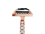 Rose gold Fancy Black Princess Cut Halo Diamond Pave Band with Prong Setting_5