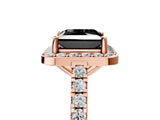 Rose gold Fancy Black Princess Cut Halo Diamond Ring with Pavé Band and Three-Prong Setting_5