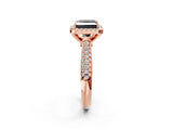 Rose gold Fancy Black Princess Cut Halo Diamond Ring with Pavé Band_2