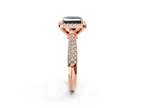 Rose gold Fancy Black Princess Cut Halo Diamond Ring with Pavé Band_2