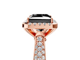Rose gold Fancy Black Princess Cut Halo Diamond Ring with Pavé Band_5