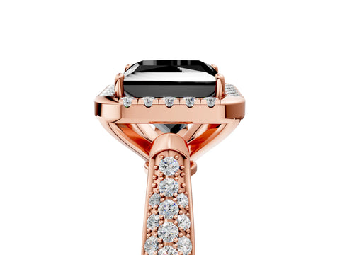 Rose gold Fancy Black Princess Cut Halo Diamond Ring with Pavé Band_5