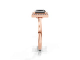 Rose gold Fancy Black Princess Cut Halo Diamond Ring with Solitaire Band and Prong Setting_1