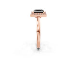 Rose gold Fancy Black Princess Cut Halo Diamond Ring with Solitaire Band and Prong Setting_2