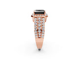 Rose gold Fancy Black Princess Cut Halo Diamond Ring with Split Shank and Four-Prong Setting_2