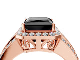Rose gold Fancy Black Princess Cut Halo Diamond Ring with Split Shank and Four-Prong Setting_4