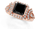 Rose gold Fancy Black Princess Cut Halo Diamond Split Shank Engagement Ring with Four-Prong Setting_1