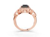 Rose gold Fancy Black Princess Cut Halo Diamond Split Shank Engagement Ring with Four-Prong Setting_3