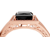 Rose gold Fancy Black Princess Cut Halo Diamond Split Shank Ring with Prong Setting_4