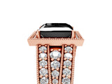 Rose gold Fancy Black Princess Cut Halo Diamond Split Shank Ring with Prong Setting_5