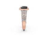 Rose gold Fancy Black Princess Cut Halo Pavé Diamond Engagement Ring with Split Shank and Four-Prong Setting_5