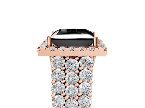 Rose gold Fancy Black Princess Cut Halo Pavé Diamond Engagement Ring with Split Shank and Four-Prong Setting_8