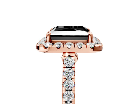Rose gold Fancy Black Princess Cut Halo Pave Diamond Engagement Ring with Four-Prong Setting_5