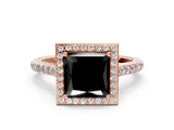 Rose gold Fancy Black Princess Cut Halo Round Diamond Pavé Band with Four-Prong Setting_3
