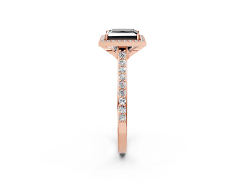 Rose gold Fancy Black Princess Cut Halo Round Diamond Pavé Band with Four-Prong Setting_5