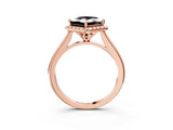 Rose gold Fancy Black Princess Cut Halo Round Diamond Solitaire Engagement Ring with Pave Band and Four-Prong Setting_15