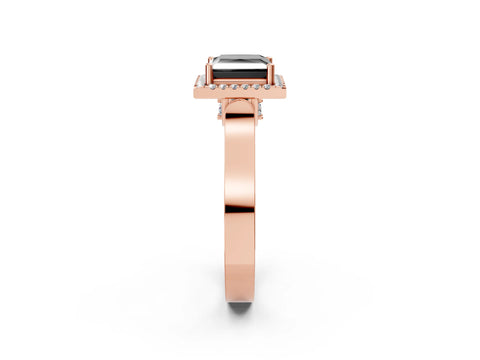 Rose gold Fancy Black Princess Cut Halo Round Diamond Twist Band with Four-Prong Setting_2