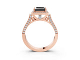 Rose gold Fancy Black Princess Cut Halo Round Diamond Twist Band with Four-Prong Setting_3