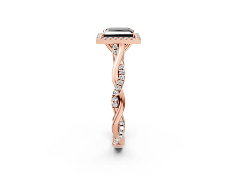 Rose gold Fancy Black Princess Cut Halo Twist Band with Four-Prong Setting_14