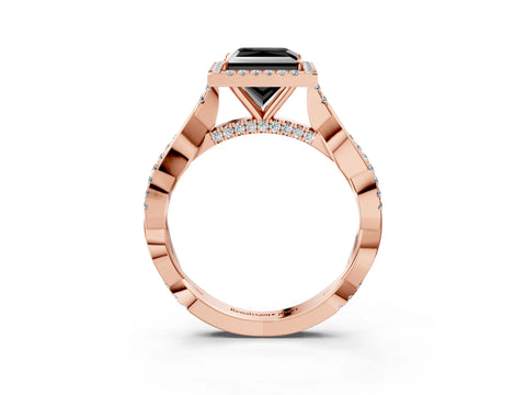 Rose gold Fancy Black Princess Cut Halo Twist Band with Four-Prong Setting_15