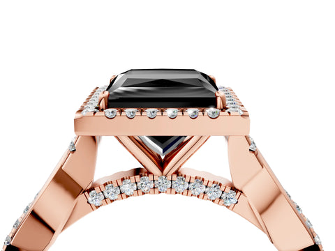 Rose gold Fancy Black Princess Cut Halo Twist Band with Four-Prong Setting_16