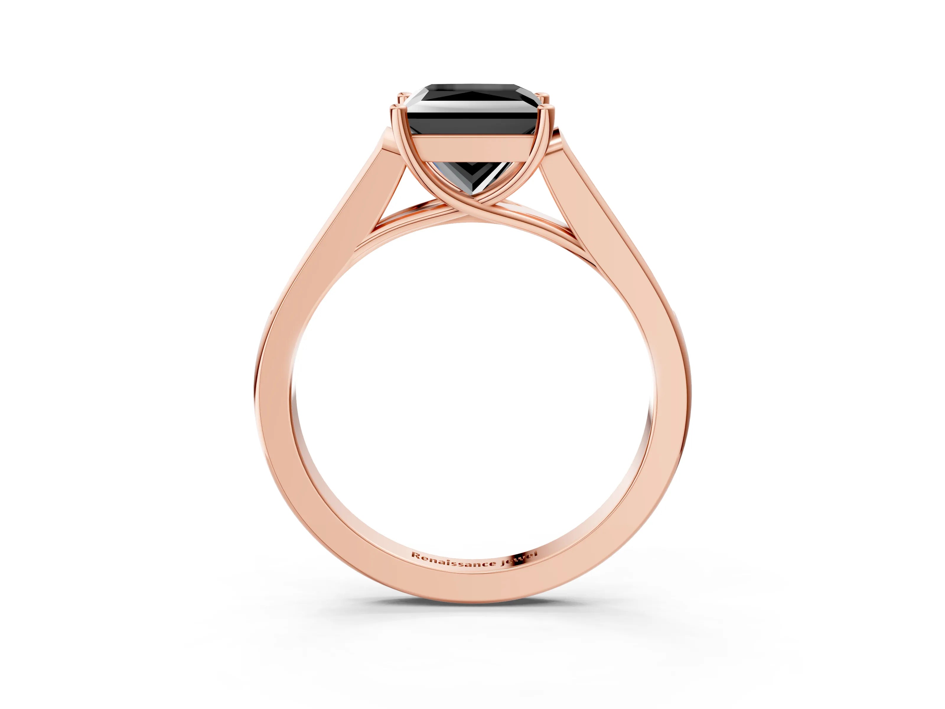 Rose gold Fancy Black Princess Cut Solitaire Cathedral Diamond Engagement Ring with Channel-Set Band and Four-Prong Setting_6